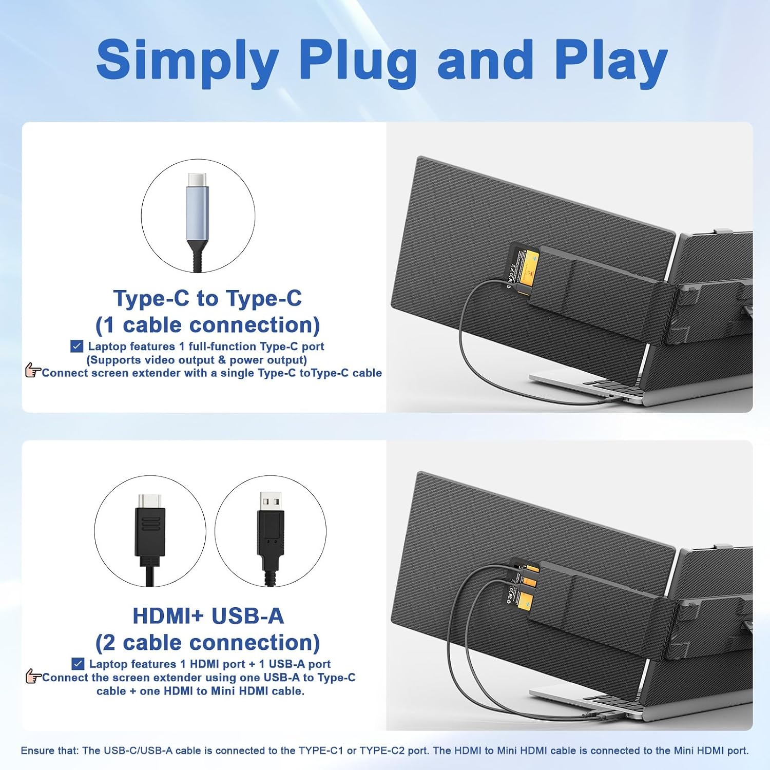 KEFEYA Laptop Screen Extender, 14' FHD 1080P IPS Dual Laptop Monitor Extender, Portable Monitor Plug & Play USB-C/HDMI/USB-A for 13'-17' Laptops, Work with Windows/MacBook/Switch/PS5