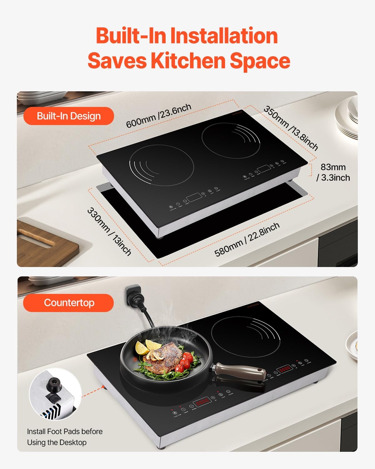 Happybuy Induction Cooktop - Your Ultimate Cooking Companion! This 1800W electric countertop burner comes with 2 burners and touch - control operation.
