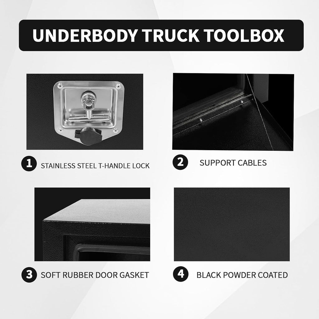 48 Inch Underbody Tool Boxes Set of 2,Underbody Truck Box w/T-Handle Latch and keys for Pickup Truck,Utility Tractor,RV,Waterproof Tool Chest For Storage & Organization-48 × 12 × 14 inch