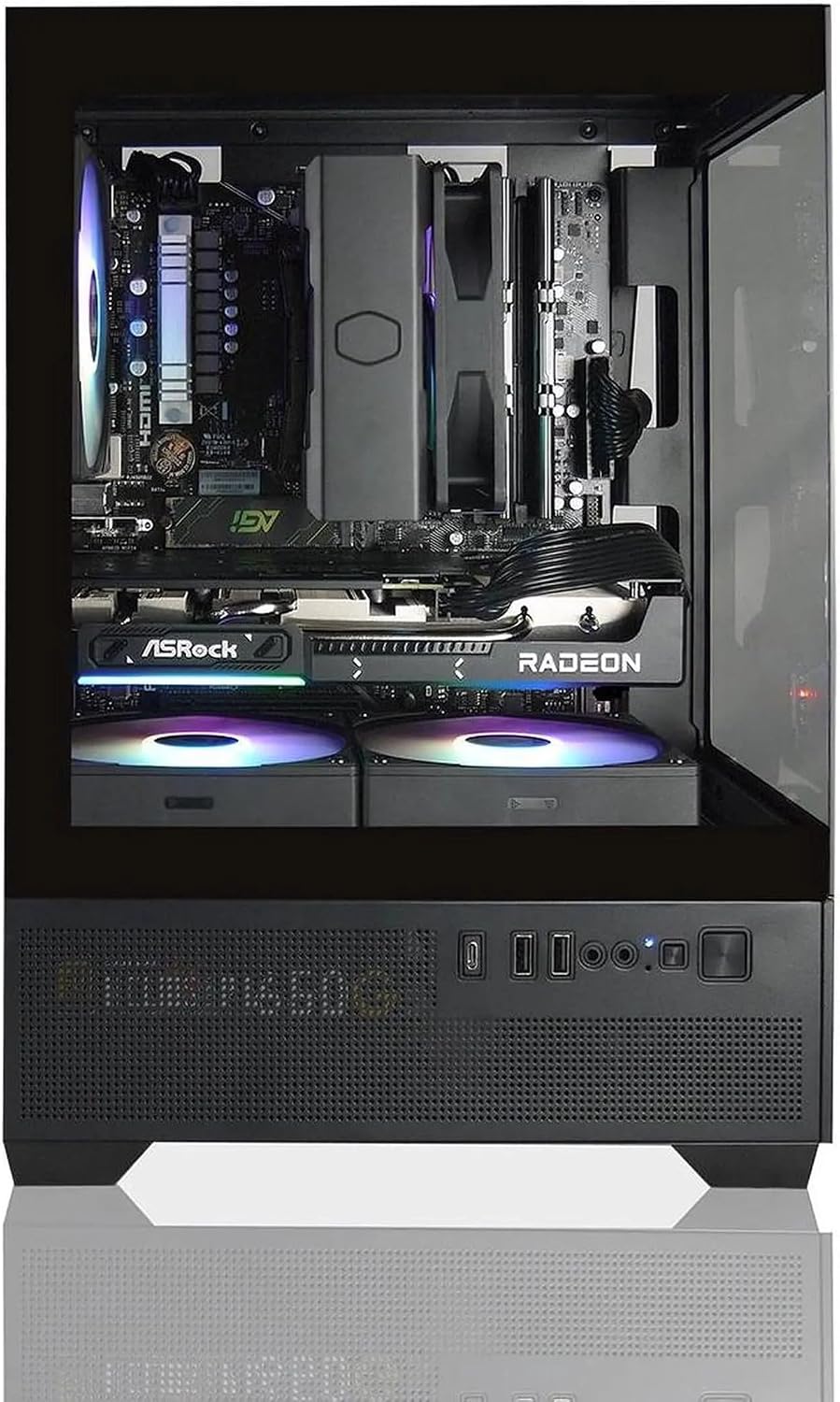 Mini-X Gaming PC - Ryzen 7 5700X, AMD Radeon RX 9060 XT 16GB VRAM, 32GB 3200MHz DDR4 RAM, 1TB NVME M.2 SSD, Hyper 212 Cooler, WiFi/AC, Black Case, Windows 11