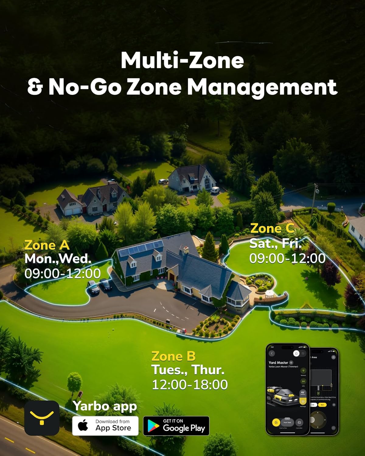 YARBO Robot Lawn Mower for Large Yard up to 6 Acres, Perimeter Wire Free, Modular Design, 1.2'-4.0' Cutting Height, 70% Slopes, Auto Recharging, AI Vision & RTK for Navigation