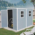 4' x 8' Outdoor Storage Shed, Resin Garden Shed with Windows, Lockable Door and Vents, Plastic Tool Storage for Patio Furniture, Lawnmower and Bike Storage, All Weather Use (4' x 8')