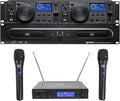 Gemini CDX-2250i Pro DJ Dual Two Deck Rack Mount CD/MP3 Media Player w/USB Bundle with RockvilIe RWM1203VHWireless Dual Handheld Microphone System/Digital Display