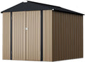 GUNJI 6 x 4 FT Shed Outdoor Storage Shed Metal Garden Shed with Lockable Door Outside Waterproof Tool Shed for Backyard, Patio, Lawn (Brown)