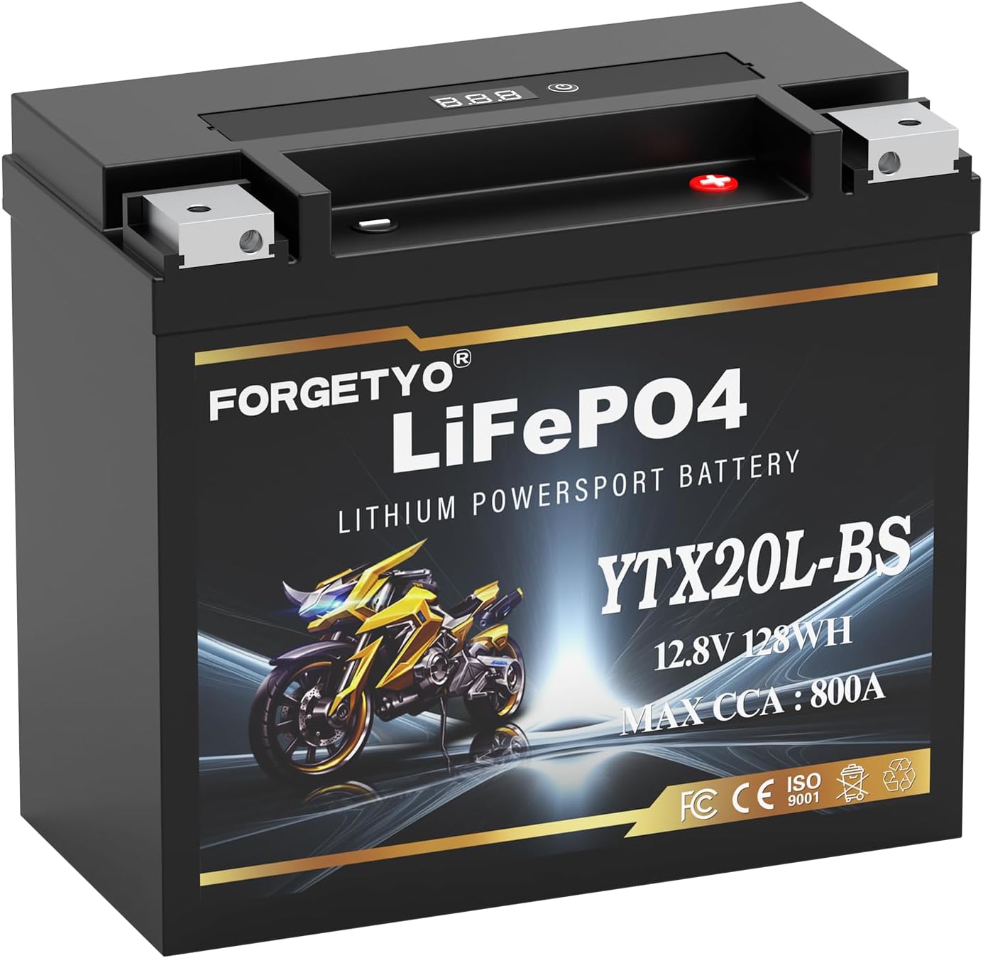 Lithium YTX20L-BS, 800A LiFePO4 Motorcycle Battery, 12V 10AH ATV, UTV, Jet Ski, 4 Wheeler,Snowmobile,Tractor,Generator and Riding Lawn Mower Battery