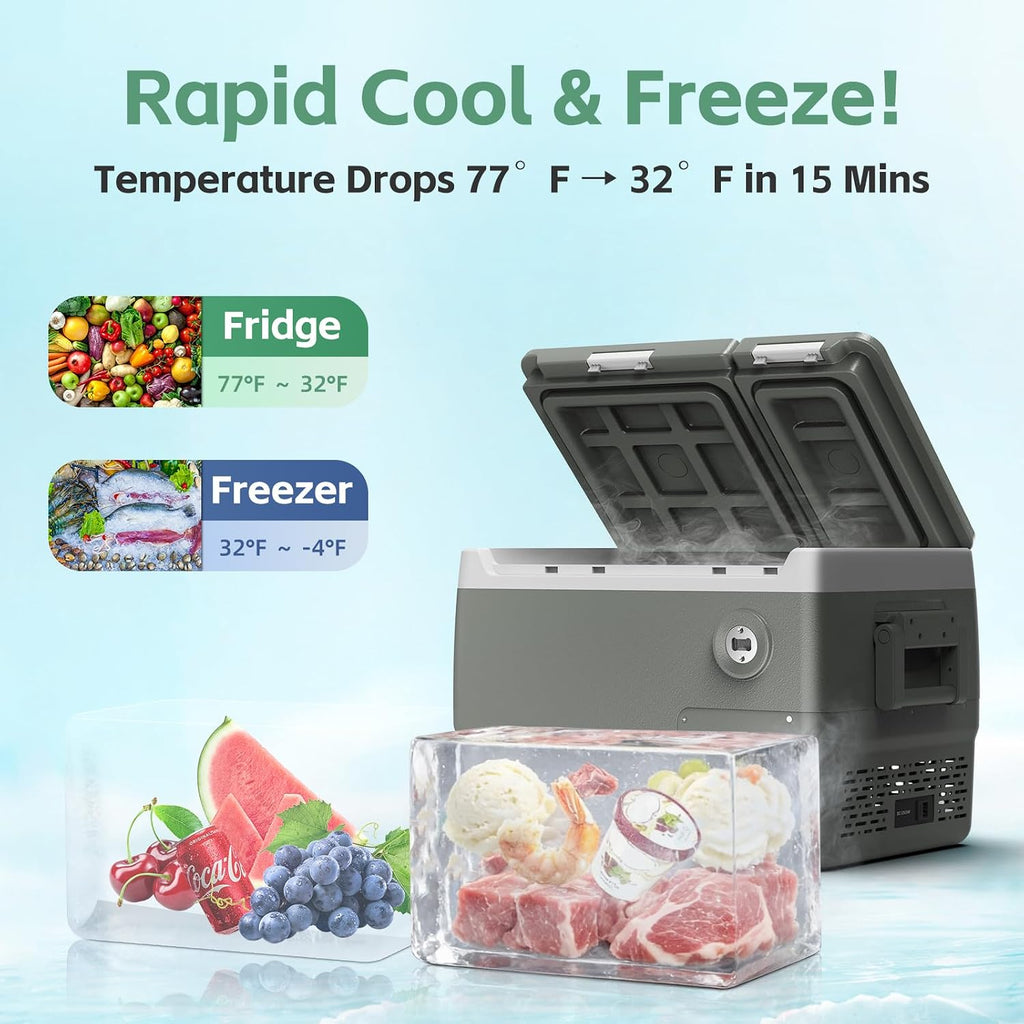 Alpicool Car Refrigerator 12 Volt Dual Zone Portable Car Fridge 32 Quart（30L Electric Cooler with AC/DC，Car Refrigerator Freezer for Truck Van RV Camper SUV, Camping Boat Travel，-4~68°F