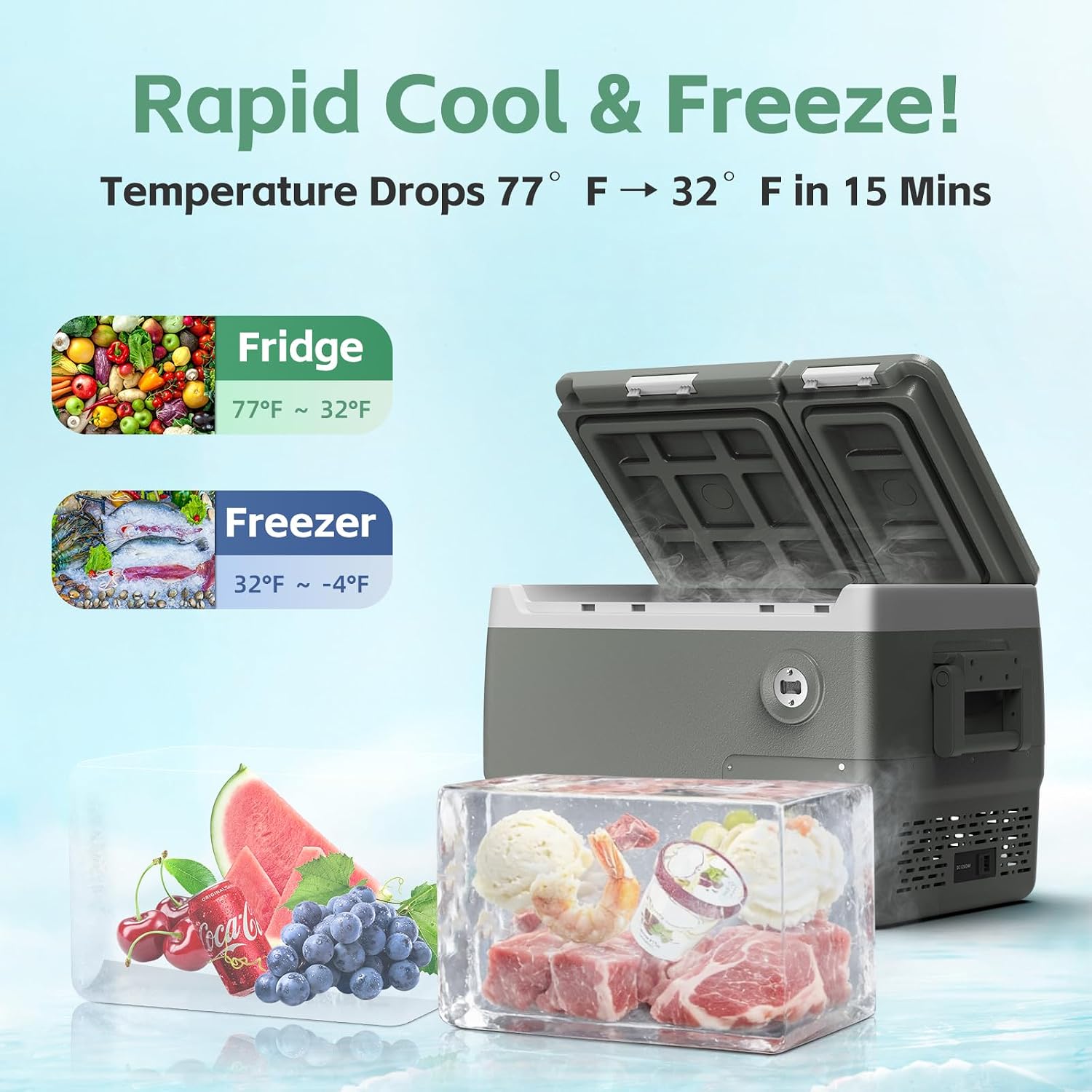 Alpicool Car Refrigerator 12 Volt Dual Zone Portable Car Fridge 32 Quart（30L Electric Cooler with AC/DC，Car Refrigerator Freezer for Truck Van RV Camper SUV, Camping Boat Travel，-4~68°F
