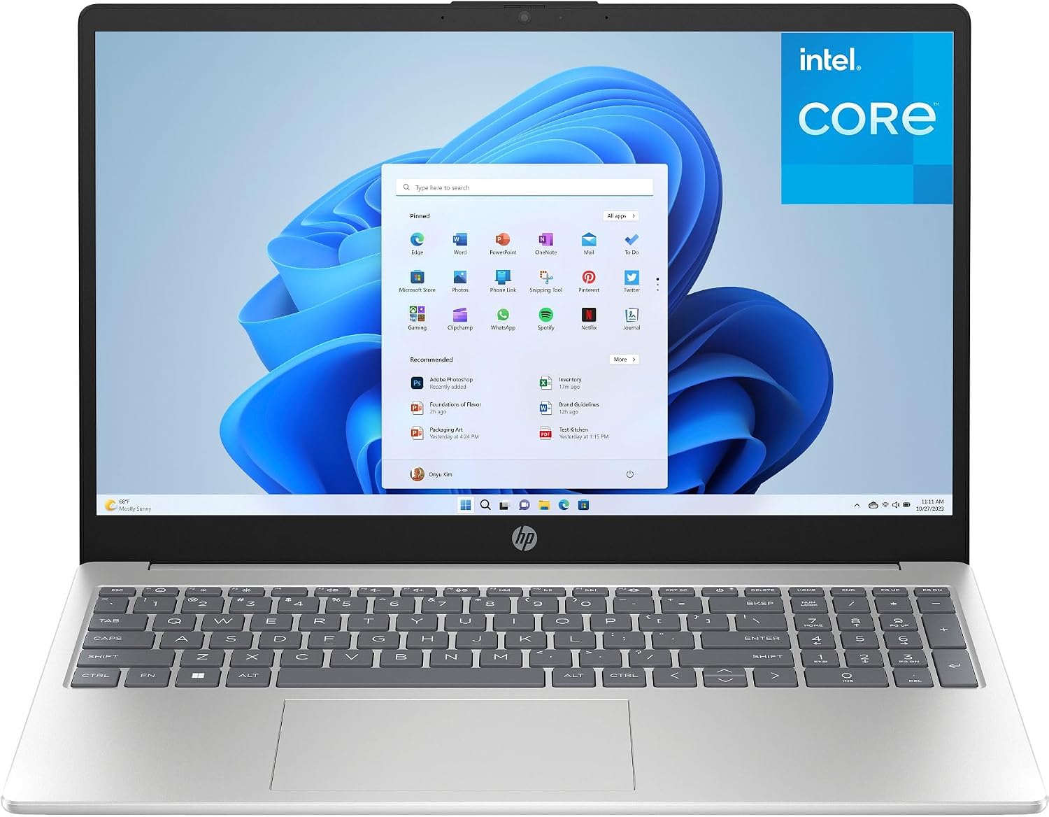 HP Laptop Computer, 15.6' FHD Display, Intel 4-Core Processor, 8GB DDR4 RAM, 256GB PCIe SSD, WiFi 6, Bluetooth 5.3, USB-C, HDMI, Webcam, Numeric Keypad, Natural Silver, Windows 11 Home (Renewed)