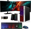 HP G3 Gaming Desktop PC, Core i7 6th Gen, AMD RX 550 Graphic, 16GB RAM, 240GB SSD | 2TB HDD, New Dual MTG 27-inch Monitor, RGB Keyboard Mouse, Speaker, Webcam, WiFi, Windows 11 Pro (Renewed)