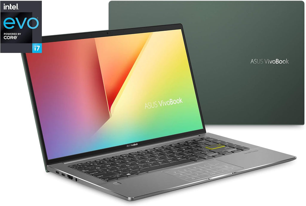 ASUS VivoBook S14 S435 Laptop, 14' FHD Display, Intel Evo Platform, i7-1165G7 CPU, 8GB RAM, 512GB PCIe SSD, Windows 11 Home, AI Noise-Cancellation, Deep Green, S435EA-DH71-GR