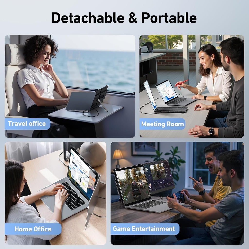 Vixtan 1.3lbs Ultra-Light Laptop Screen Extender, 14' FHD 1080P Portable Dual Monitor, Ultra-Thin Plug & Play for 13'-17' Laptops