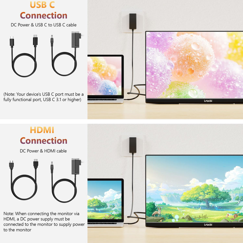 23.8' Large Portable Monitor 200Hz FHD 1080P IPS Freesync External Computer Display with USB C HDMI, Built in Speakers and Stand Portable Gaming Monitor for Laptop Phone PC Mac PS4 Xbox