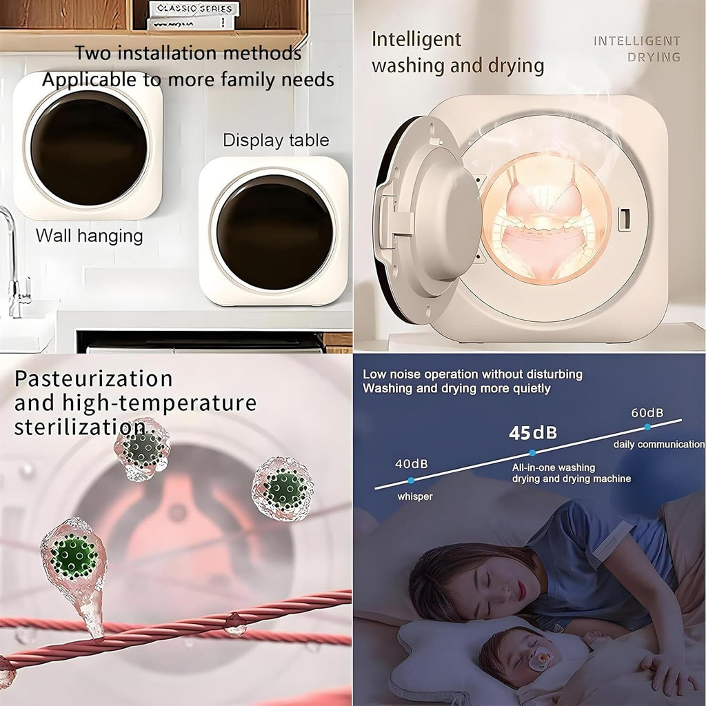BANGBANGJI 2-in-1 Mini Portable Washer and Dryer Combo, 3.5L Compact Dryer, with LCD Control Panel, Washing Capacity 0.3kg for Small Items of Clothing, Underwear, and Socks WallMount