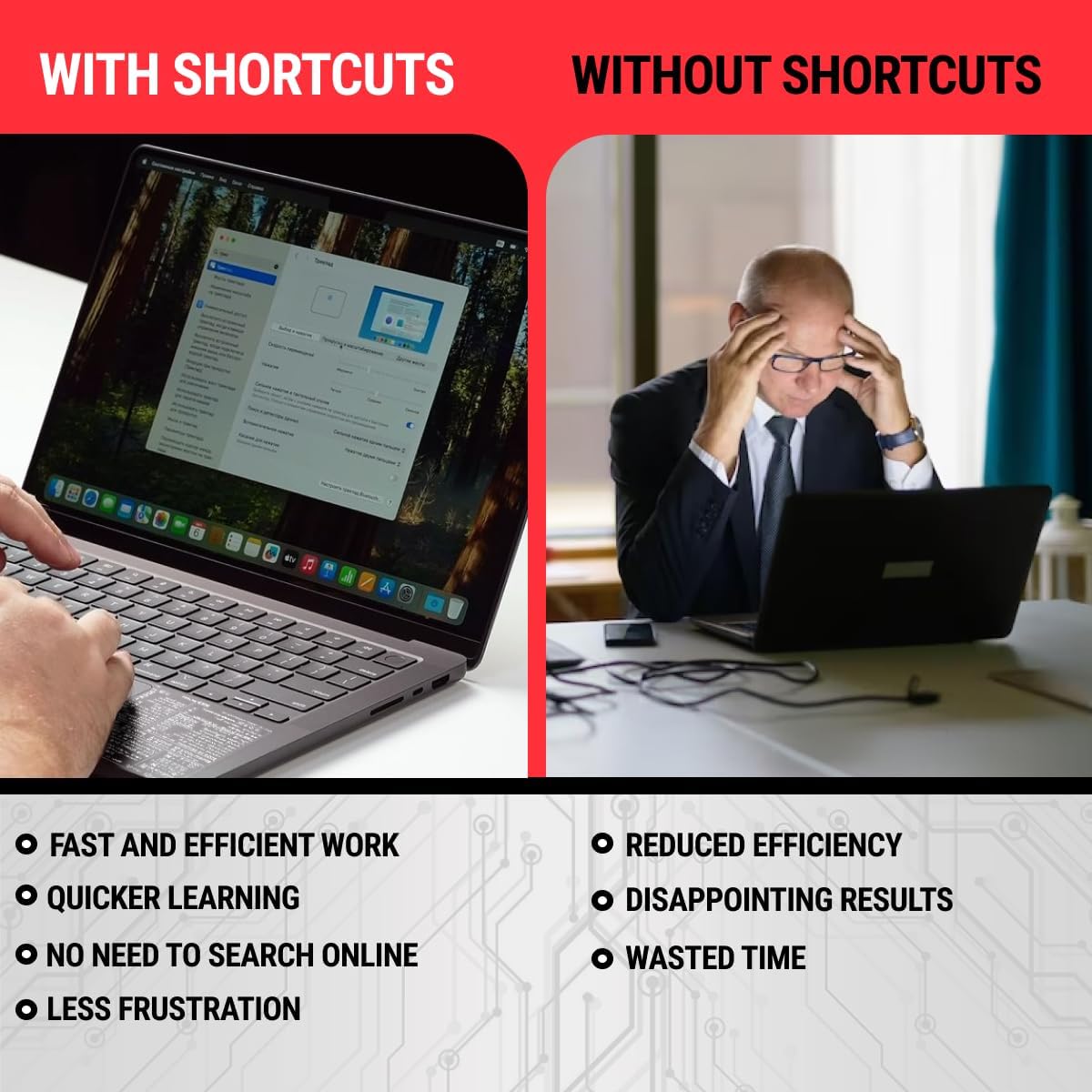 Synerlogic (1000pcs) Mac OS Shortcuts Sticker for Air/Pro | Keyboard Stickers for macOS | Laminated Vinyl MacBook Cheatsheet | MacBook Shortcuts 2026 (Clear/White1000pk)