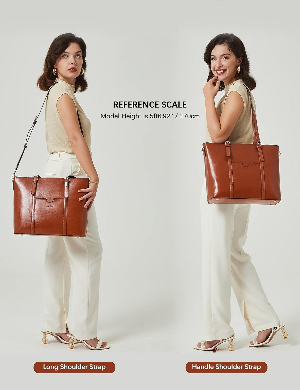 BOSTANTEN Leather Laptop Bag Work Tote for Women Shoulder Handbag Briefcase 15.6 inch Satchel Computer Bag