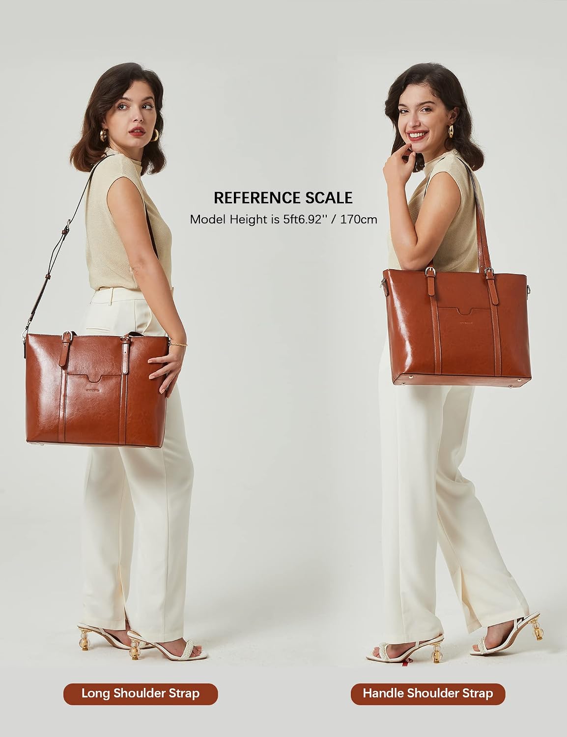 BOSTANTEN Leather Laptop Bag Work Tote for Women Shoulder Handbag Briefcase 15.6 inch Satchel Computer Bag
