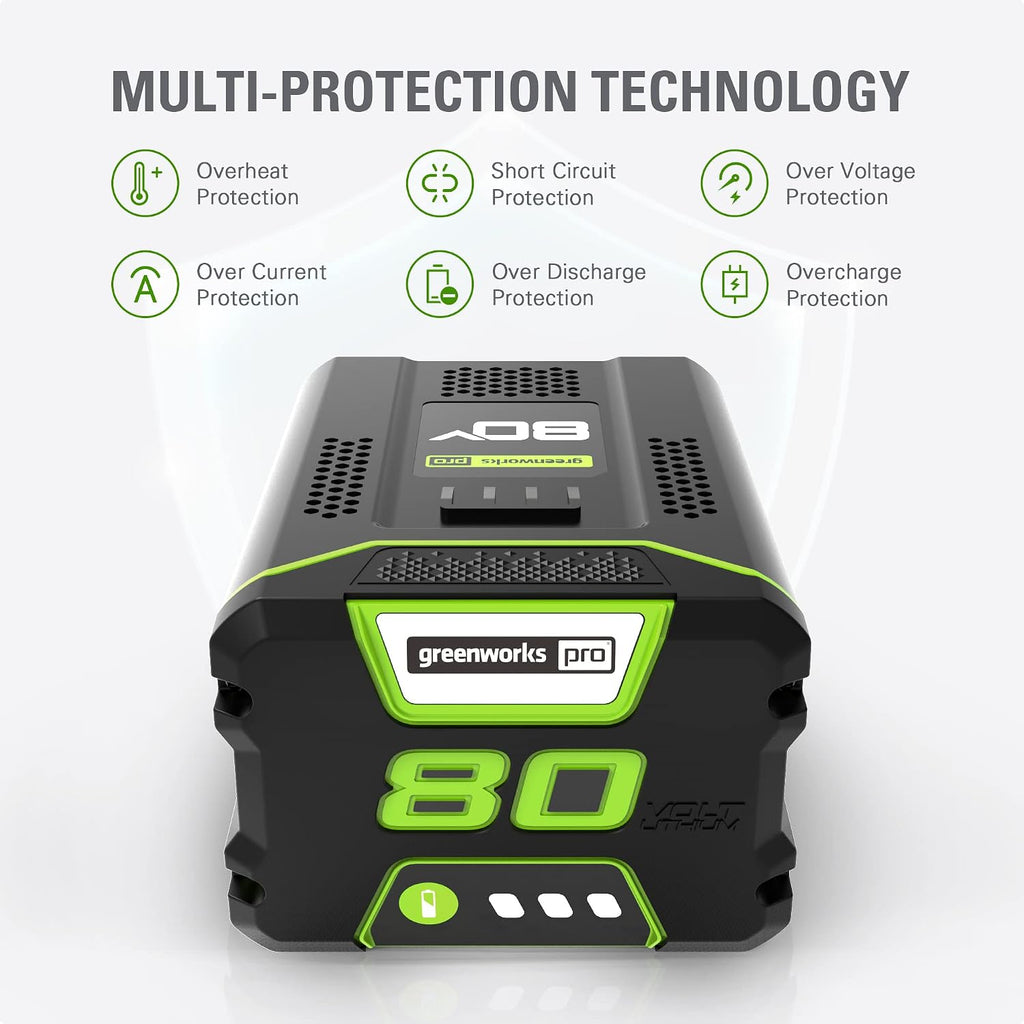 Greenworks PRO 80V 2.5Ah Lithium-Ion Battery (Genuine Greenworks Battery / 75+ Compatible Tools)