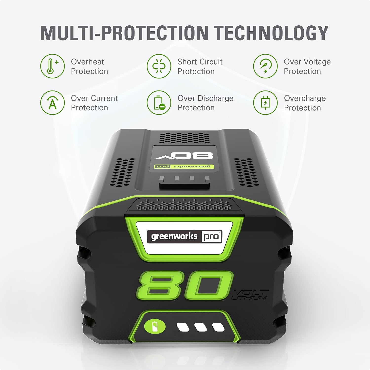 Greenworks PRO 80V 2.5Ah Lithium-Ion Battery (Genuine Greenworks Battery / 75+ Compatible Tools)