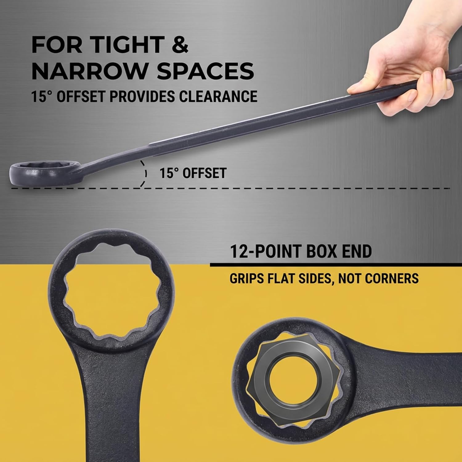 10PC Jumbo Combination Wrench Set, Metric 34–50mm, Heavy-Duty Cr-V Steel, Black Oxide Finish, Extra Large Wrench Kit with Storage Pouch