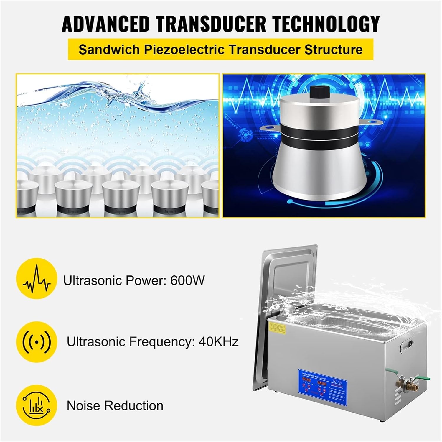 1.3L 2L 3L 6L 10L 15L 22L 30L Ultrasonic Cleaner Lave-Dishes Portable Washing Machine Diswasher Ultrasound Home Appliances (Color : 10L)