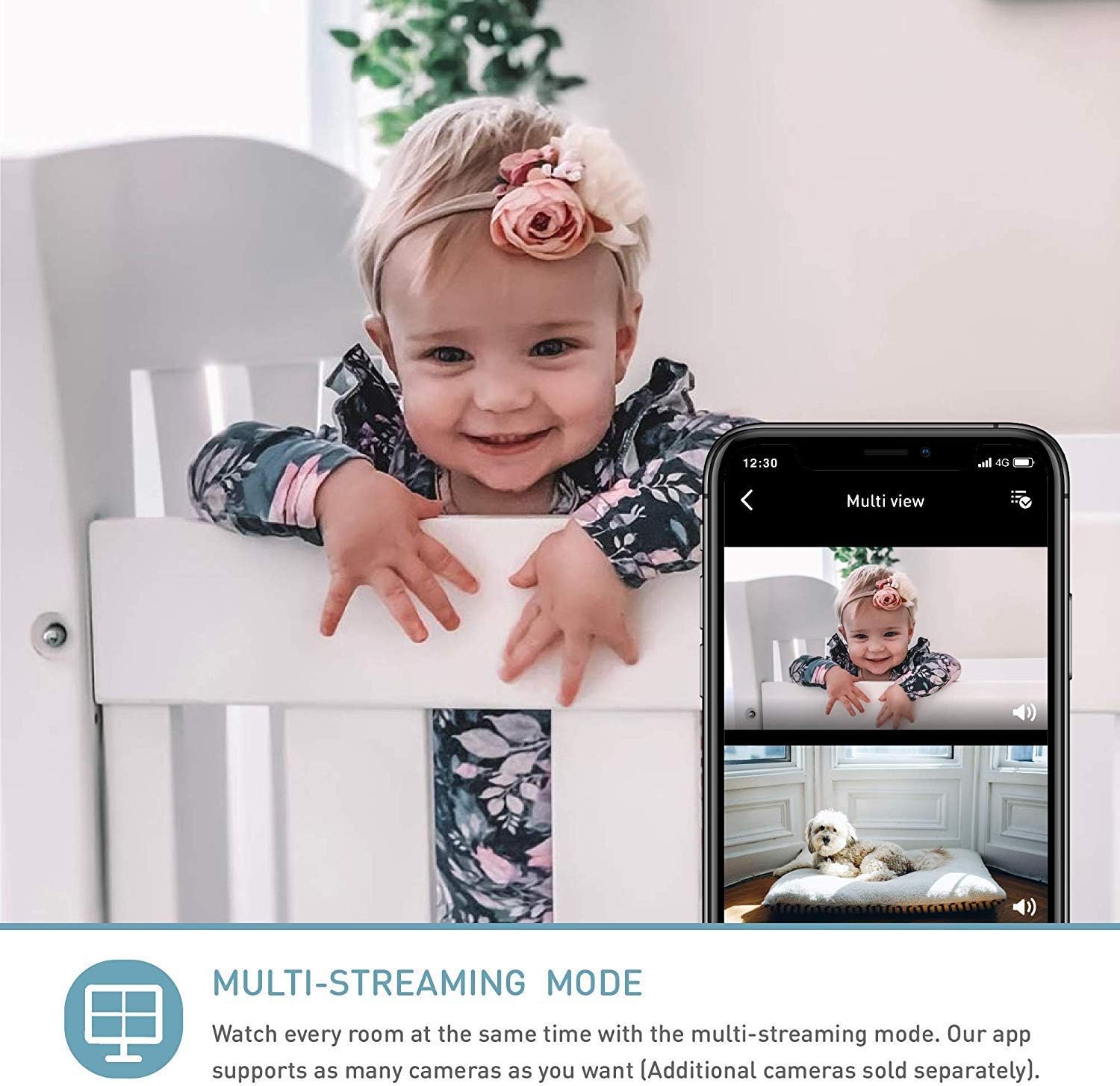 Lollipop Baby Monitor with True Crying Detection (Cotton Candy) - Smart WiFi Baby Camera - Camera with Video, Audio and Sleep Tracking