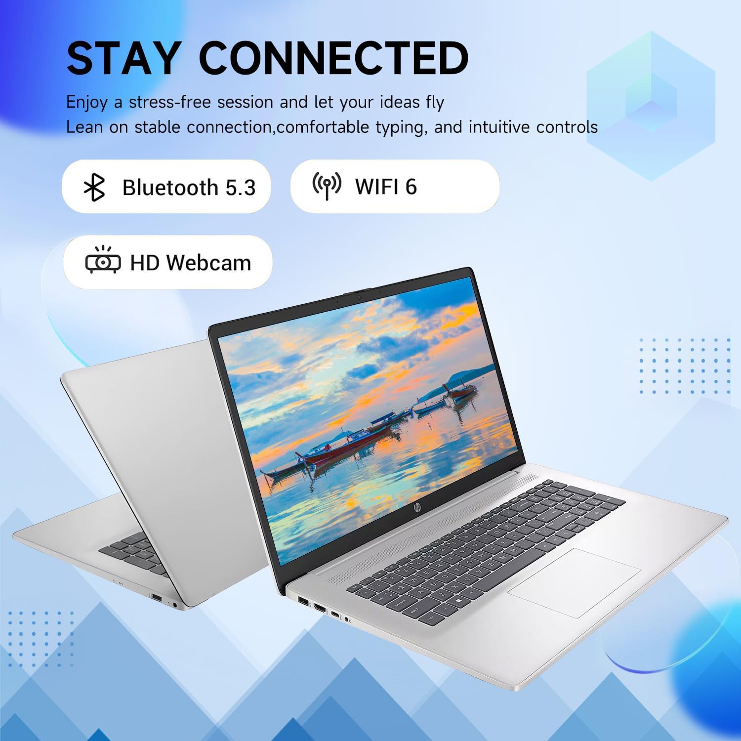 HP Essential 17t Laptop, 17.3' HD+ Touchscreen, Intel Core i5-1335U, Webcam, 4GB RAM, 512GB SSD, FP Reader, Backlit KB, HDMI, Wi-Fi 6, Windows 11 Home, Pale Rose Gold