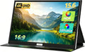 FMC 4K Portable Monitor 15.6' 3840x2160 USB-C HDMI Laptop Monitor, Slim Lightweight 1500:1 Gaming Display with Speakers, Second Monitor for Travel Monitor Laptop & PC Mac Phone PS4 PS5 Switch