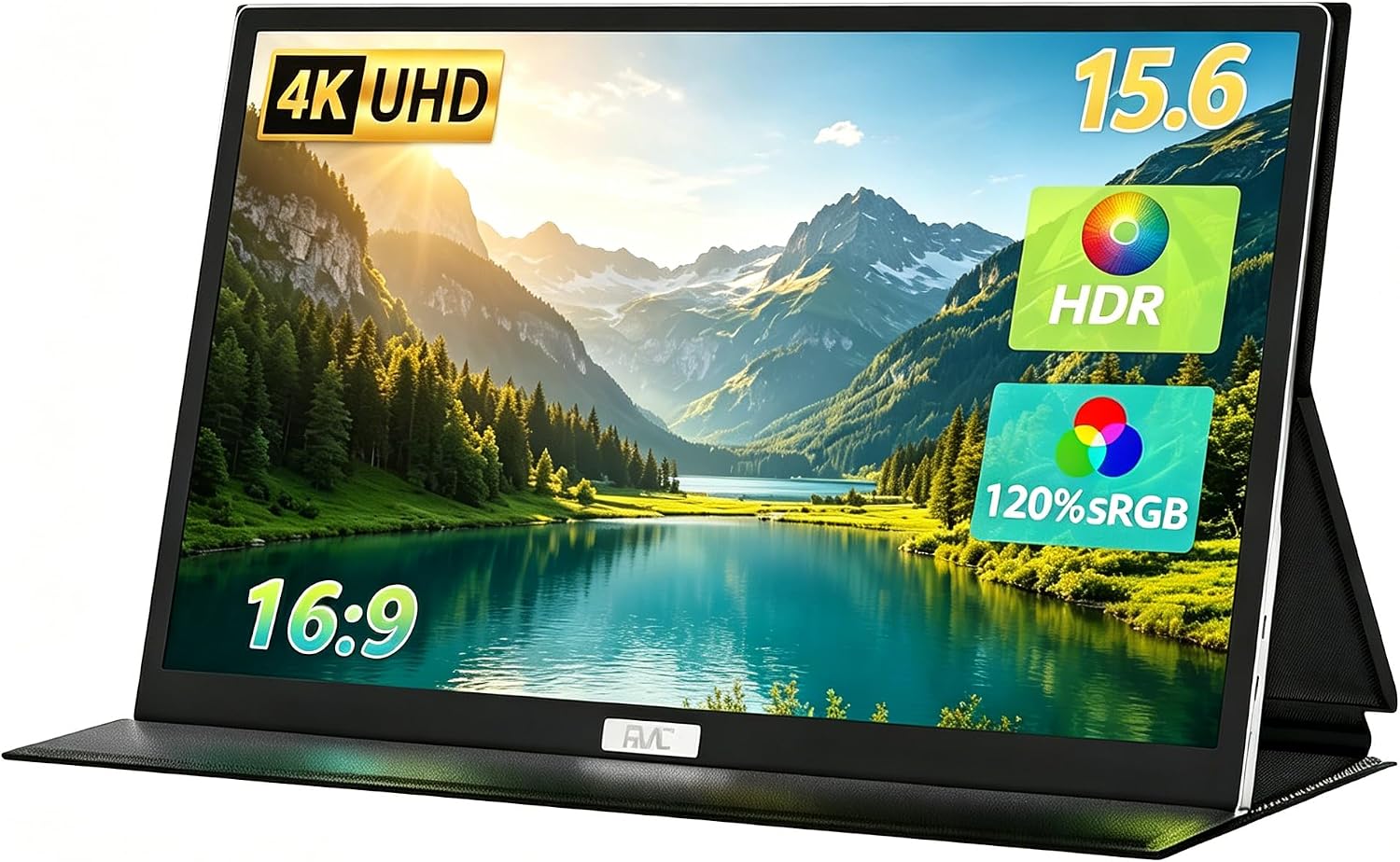 FMC 4K Portable Monitor 15.6' 3840x2160 USB-C HDMI Laptop Monitor, Slim Lightweight 1500:1 Gaming Display with Speakers, Second Monitor for Travel Monitor Laptop & PC Mac Phone PS4 PS5 Switch