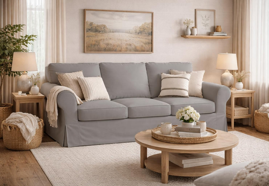 Heavy Duty UPPLAND (Not EKTORP) Sofa Cover Replacement Compatible with IKEA UPPLAND 3 Seat Sofa, Loveseat, Armchair, Sectional Corner, or Footstool Slipcover Only (Uppland Sofa Light Gray)