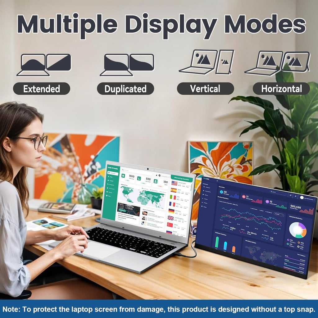KEFEYA Laptop Screen Extender, 15.6' FHD 1080P IPS Portable Monitor for Laptop, Plug and Play Dual Monitor Extender for 13'-17.3' Laptops, Compatible with MAC, Windows, Android, Linux, Chrome