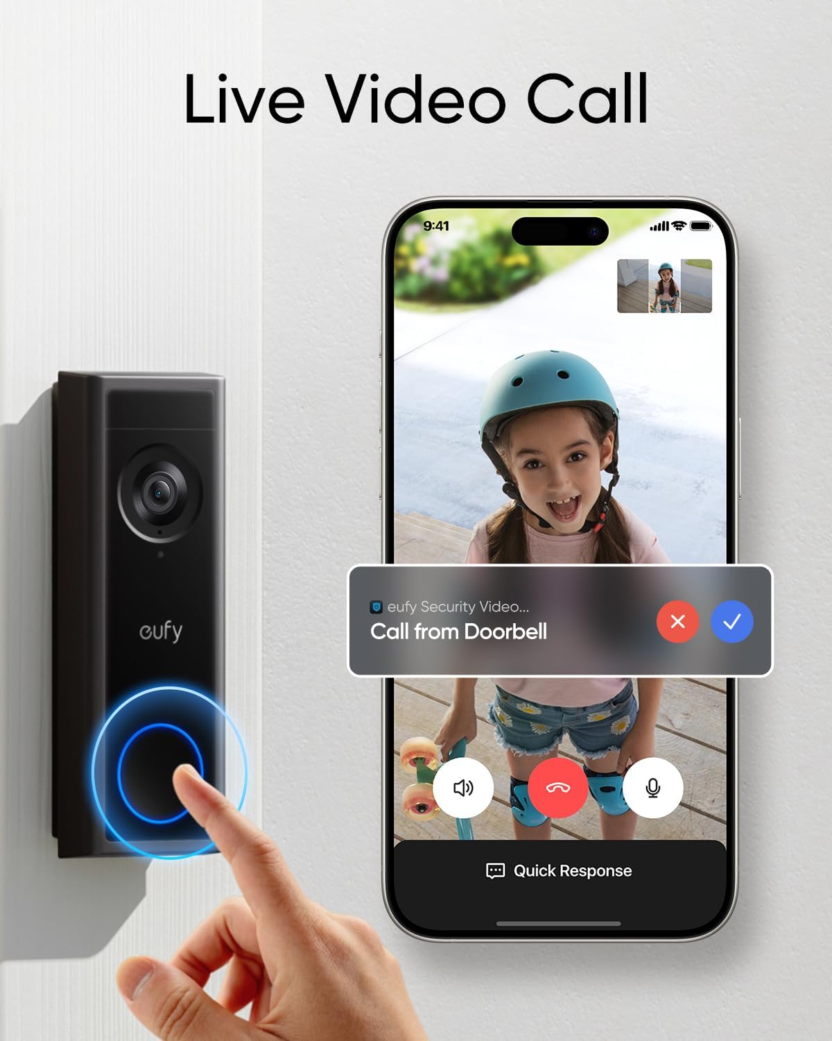 eufy Security Video Doorbell C30 with HomeBase S380, Battery Powered, 2K FHD, 4:3 Expanded View, Easy Installation, Ring Call, Human and Motion Detection, No Monthly Fee