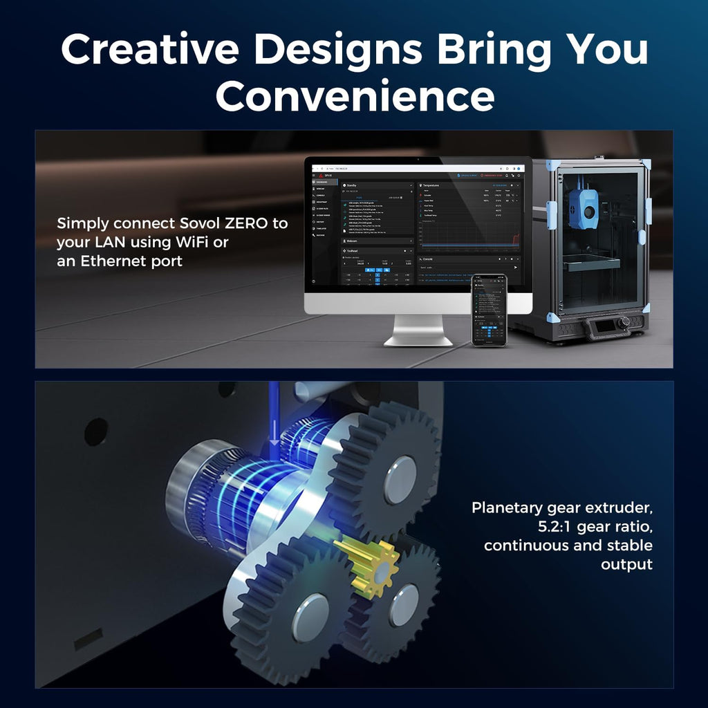 Sovol Zero 3D Printer, 1200mm/s High Speed CoreXY 3D Printers with Eddy Scanning & Pressure Sensing, 350℃ Nozzle & 120℃ Heated Bed Heating, XYZ Full Linear Rails Open Source Build Volume 6X6X6in