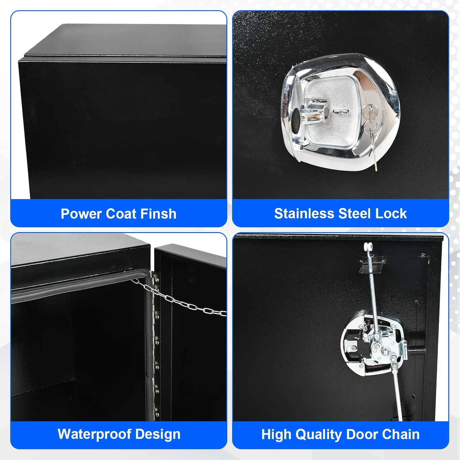 SSN 60'' Inch Black Steel Underbody Truck Box with T-Handle Latch and Barn Door,18 X 18 X 60 Inch Truck Bed Tool Box,Waterproof and Durable Toolbox,for Storage and Organization