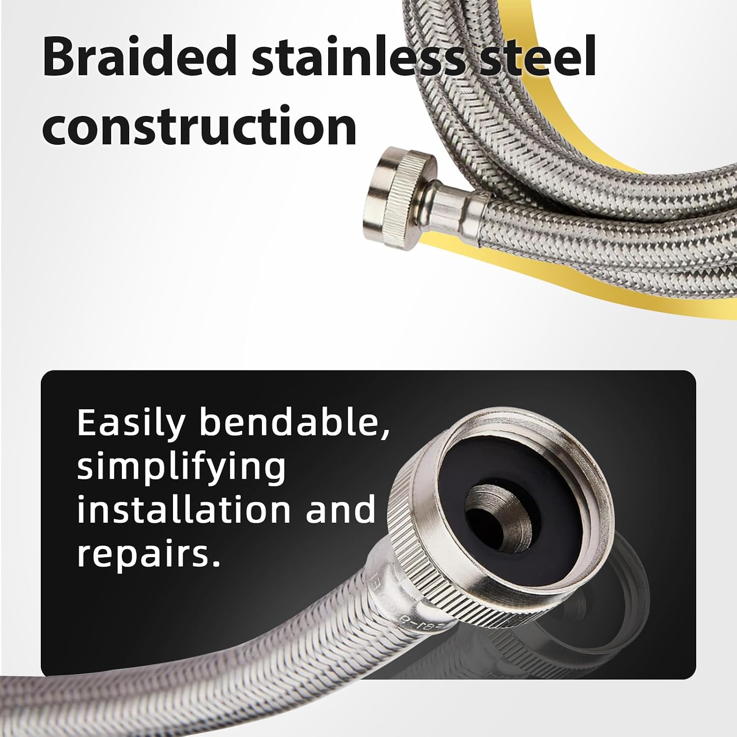 20 Pack Foskan 4FT Stainless Steel Braided Washing Machine Hose,Burst Proof PVC Core for Hot and Cold Water Supply Lines (4FT)
