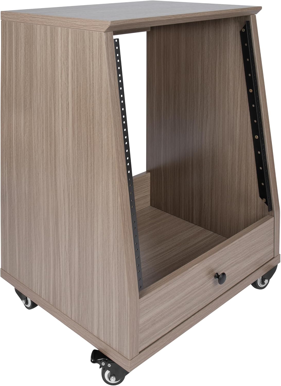 Gator Frameworks Elite Furniture Series 12U Angled Studio Rack with Locking Casters, Driftwood Grey Finish (GFW-ELITESTUDIORK12-GRY)