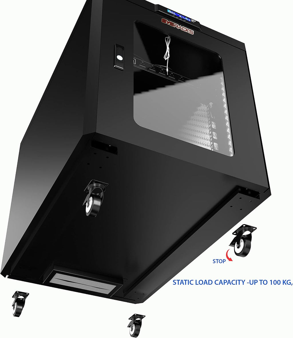 Sysracks Soundproof Server Rack Quiet - Acoustic Sound Proof Cabinet for Servers - Up to 36% Noise Reduction - Locking Server Enclosure - Silent Networking Cabinet - Noise Sound Dampening Box (15U)