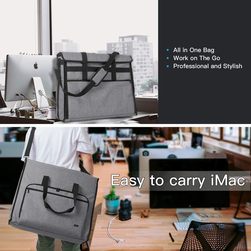 Damero Carrying Tote Bag Compatible with Apple 27' iMac Desktop Computer, Travel Storage Bag for iMac 27-inch and Other Accessories, Gray