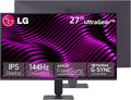 LG 27' Ultragear Gaming Monitor, 144Hz, FHD IPS Display, HDR10, AMD FreeSync G-Sync Compatible, Black Stabilizer, Reader Mode, Flicker Safe, Anti-Glare, 99% sRGB, HDMI & DisplayPort, Tilt Adjustable