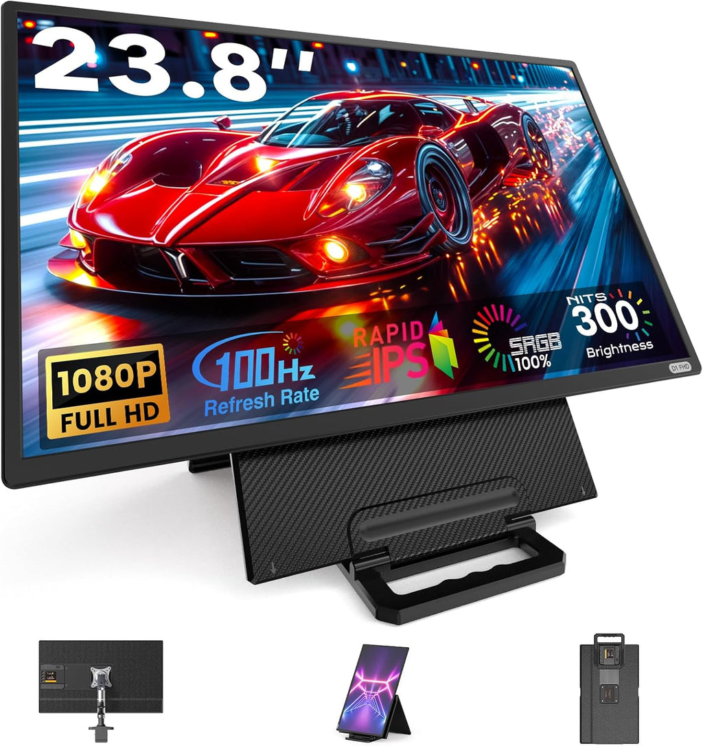 24' Large Portable Monitor Laptop Screen Extender 1080P FHD 100HZ IPS, Travel Monitor for Work Home Gaming, Landscape & Portrait Display, Compatible with Wins/Mac/Linux & MINI PC/PS5/Smart Phone