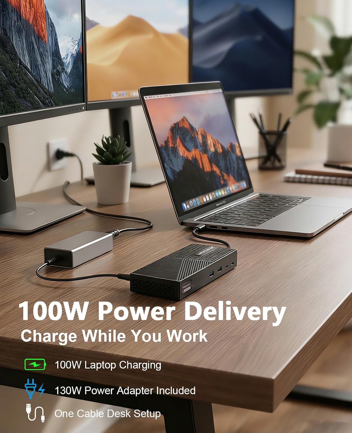 WAVLINK USB-C Triple Monitor Docking Station for MacBook M1-M5/Neo & Windows – 100W PD, 3×HDMI/2×DisplayPort, 6x10Gbps USB Ports, Gigabit Ethernet, Ideal for Workstation & Home Office