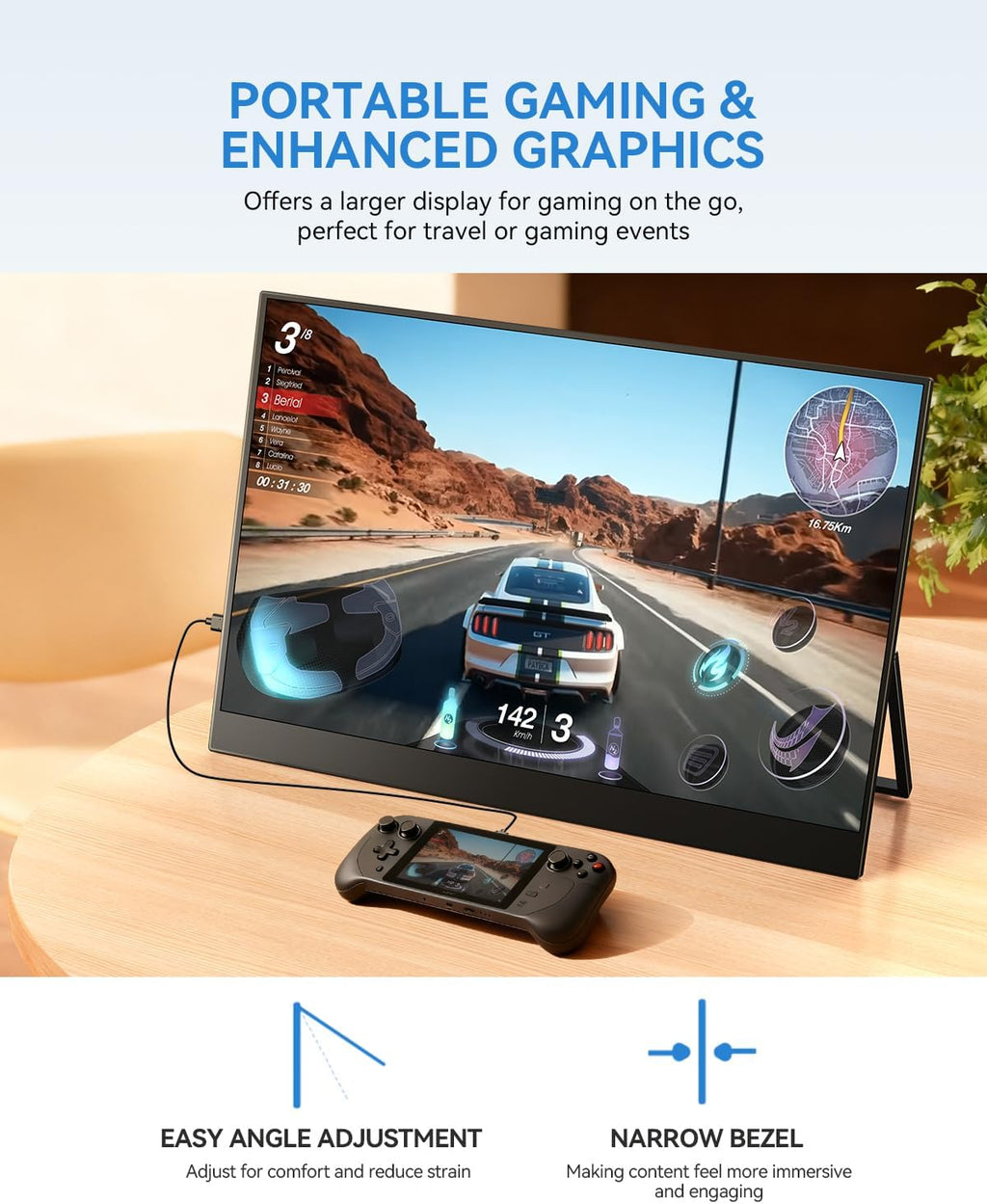 UPERFECT 17.5' Portable Monitor 1920×1200 FHD 16:10 IPS 125% sRGB 400 nits USB-C & HDMI Laptop Extender with 180° Adjustable Stand, Travel Second Screen for MacBook, PC, Phone & Gaming