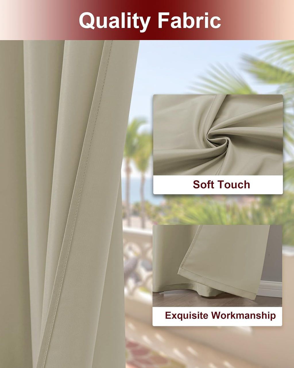 HolidayIdeas Grommet Outdoor Curtains for Patio Waterproof 8 Pcs All Weather Balcony Outside Curtains for Apartments, Gazebo, Pergolas, Porch, 54x120 Inch, Taupe