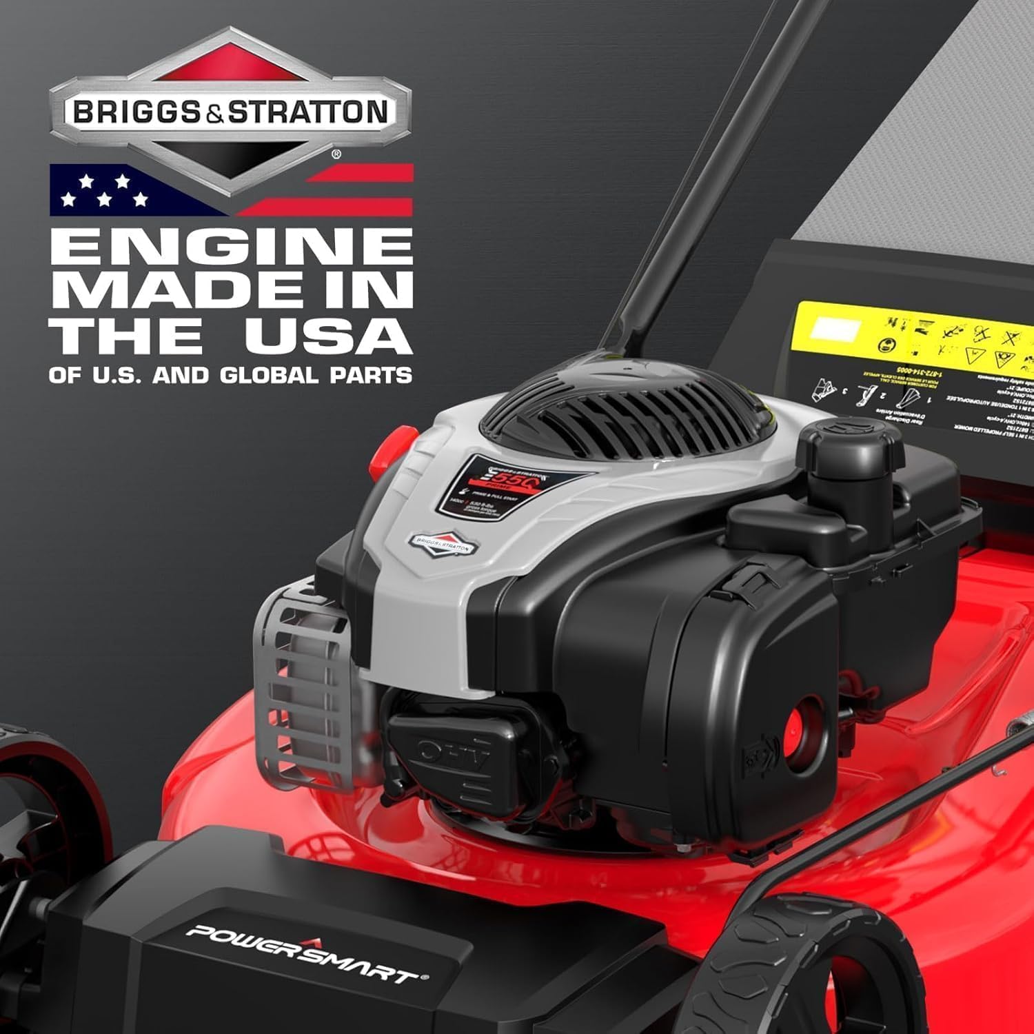 PowerSmart 21' 3-in-1 Gas Push Lawn Mower with 140cc 4-Stroke Engine - Wide Cutting Deck, 6 Height Adjustments, Mulching Capability