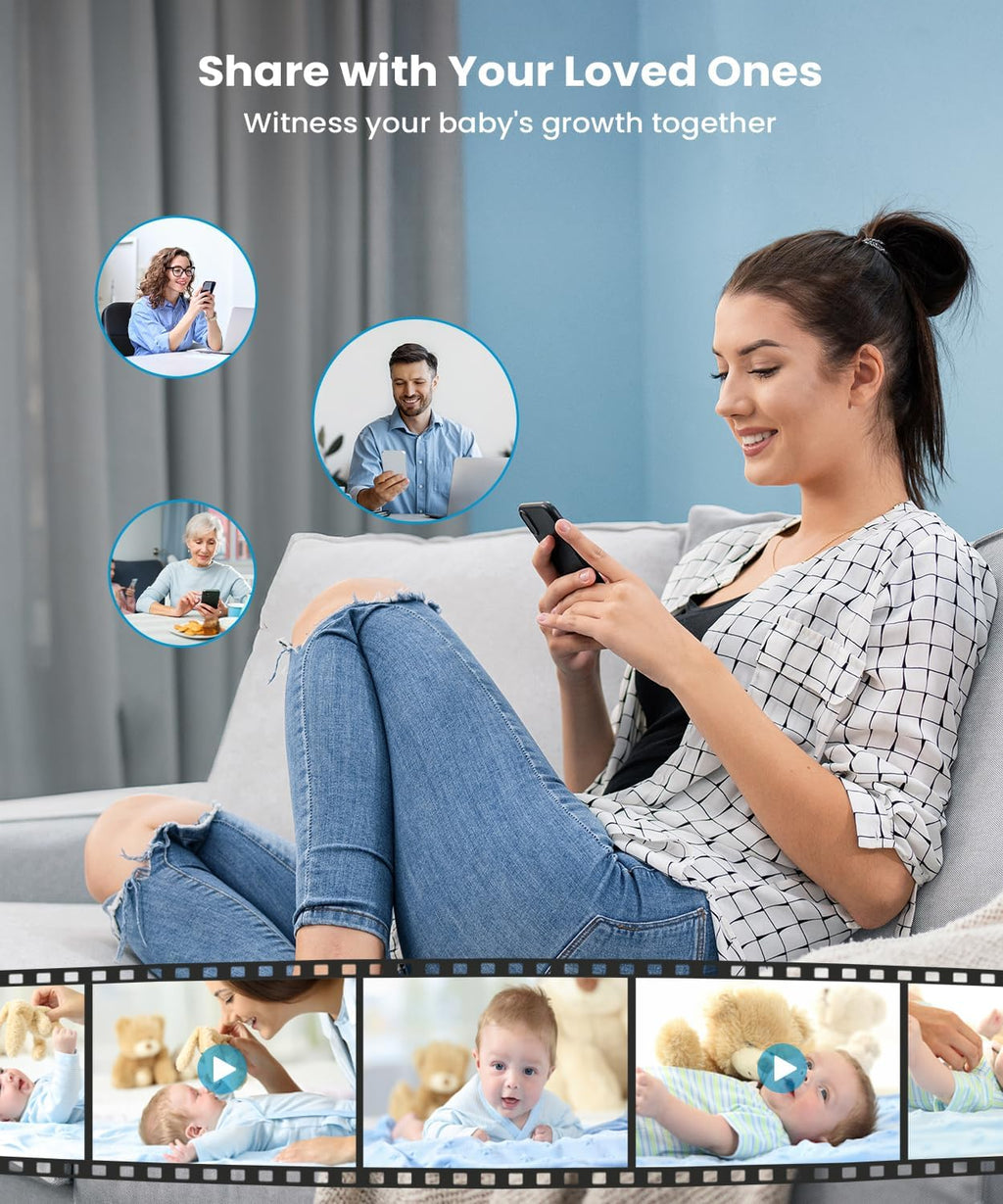 ieGeek 5.5' Baby Monitor,Audio Monitor with 2.5K Ultra HD 2.4G&5Ghz WiFi Camera,Night Light,Face Covering&Cry Detection,Two-Way Talk,Night Vision,Temp&Humidity Sensor,4000mAh Battery,App Control
