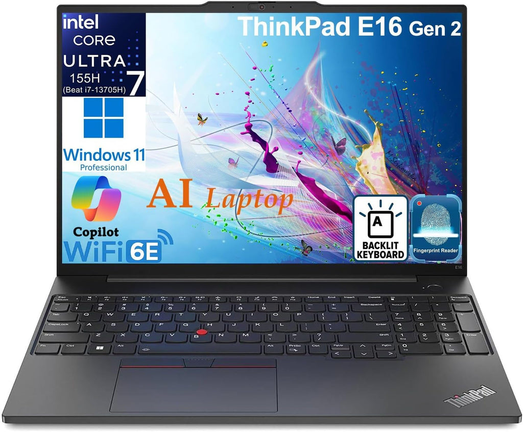 Lenovo ThinkPad E16 Gen 3 Business Laptop Computer, Intel 16-Core Ultra 7 255H (Beat i9-13900H), 16GB DDR5 RAM, 1TB PCIe SSD, 16' FHD+, WiFi 6E, BT 5.3, Webcam, Numeric Keypad, Windows11 Pro (Renewed