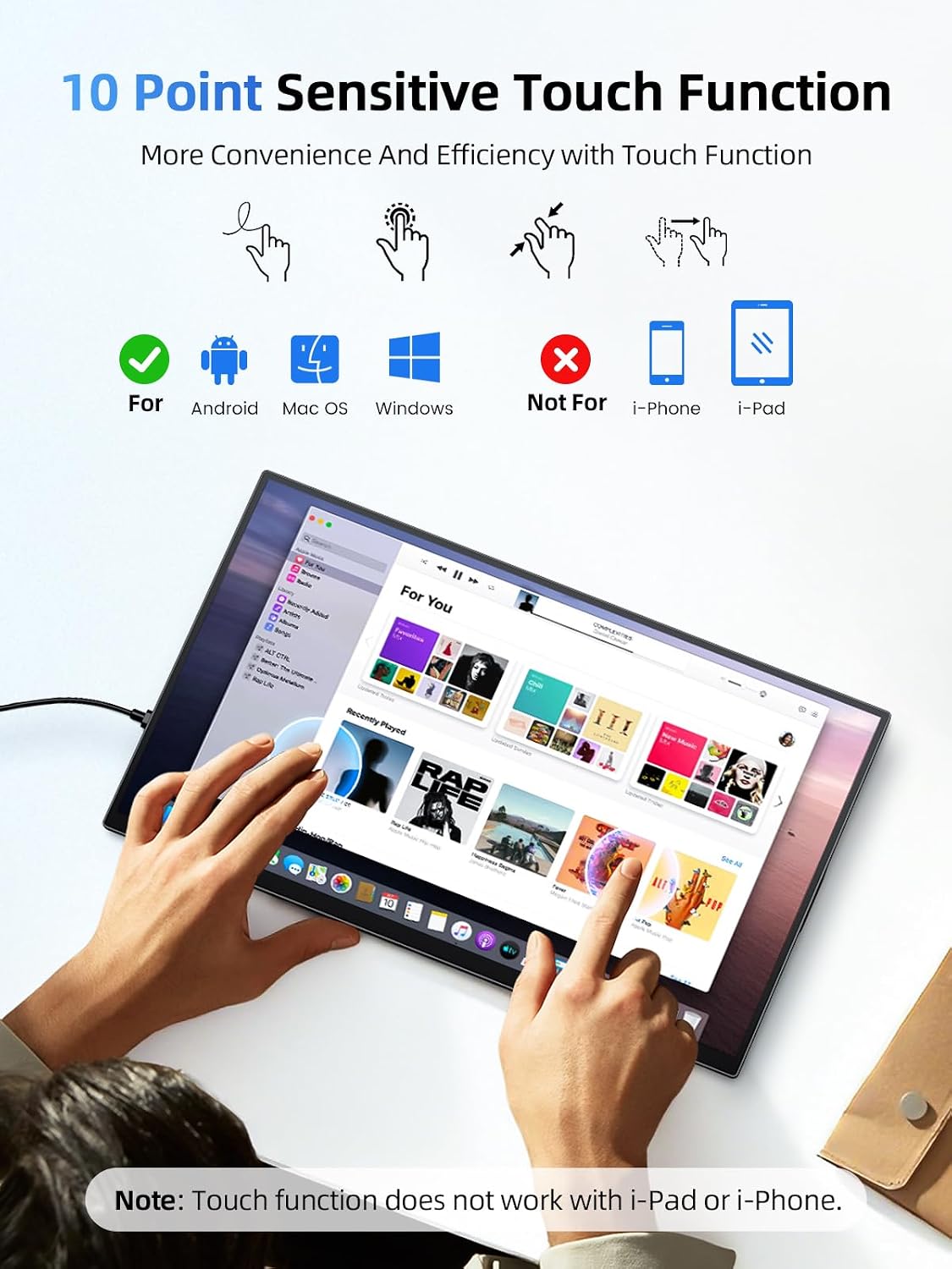 UPERFECT Portable Monitor Touchscreen 15.6 Inch 125% sRGB Travel Monitor Built-in Adjustable Stand, Speaker, VESA Mountable, USB-C HDMI Ultra-Slim Second Screen for Laptop Mac-Book Phone Game Console