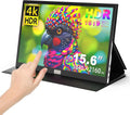 Portable Monitor,4K Portable Touchscreen Monitor,15.6' High Resolution Monitor,IPS External,Touchscreen HDR HDMI USB-C Travel Monitor for Laptop MacBook Pc Surface PS5 Xbox (15.6')