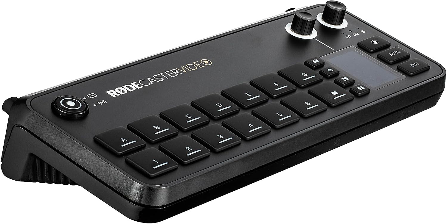 RODE RODECaster Video All-in-One Production Console | Integrated Audio & Video Mixer with Multi-Camera Switching, Touchscreen & USB-C Interface + 64GB Memory Card + XLR Cable + HDMI Cable + More