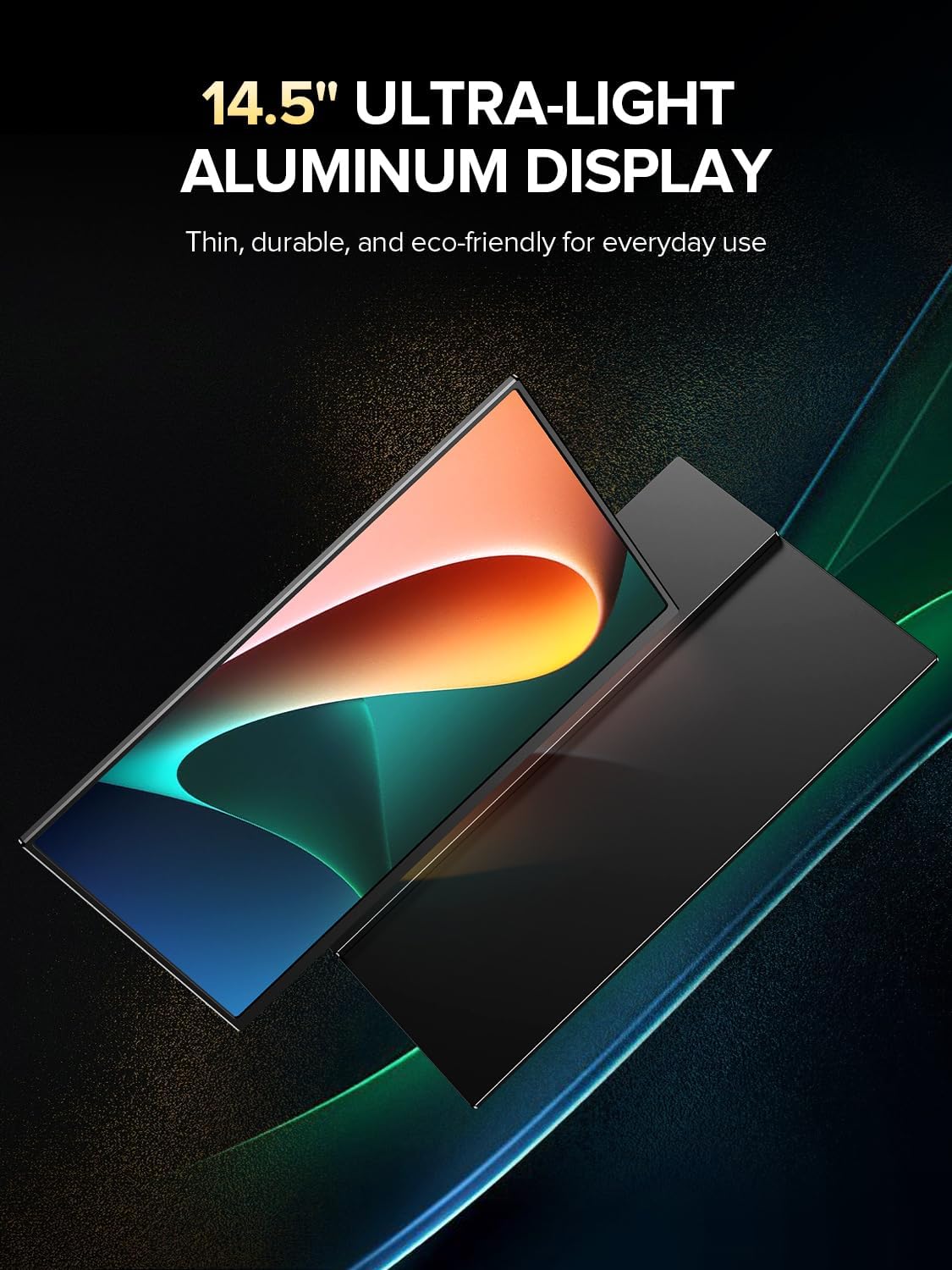 UPERFECT 4K Portable Monitor, 14.5' UHD 3840x2400 Laptop Display with Smart Cover, 16:10 Matte IPS Screen, 125% sRGB, 1.06 Billion Colors, 600 Nits Brightness, Metal Frame for PC/Mac/Phone