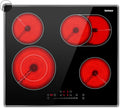 Karinear 4 Burners Electric Cooktop 24 Inch, 220-240v Built-in Electric Ceramic Cooktop with Glass Protection Metal Frame, Expandable Burners, Slider-Touch Control, Multi-function Elecric Stovetop